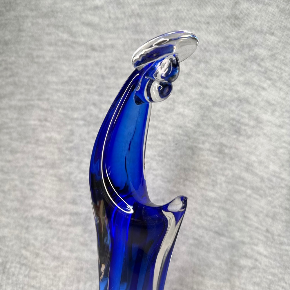 Vintage Cobalt Blue Sommerso Art Glass Abstract Madonna Figurine Sculpture 12.5" - Picture 3 of 11